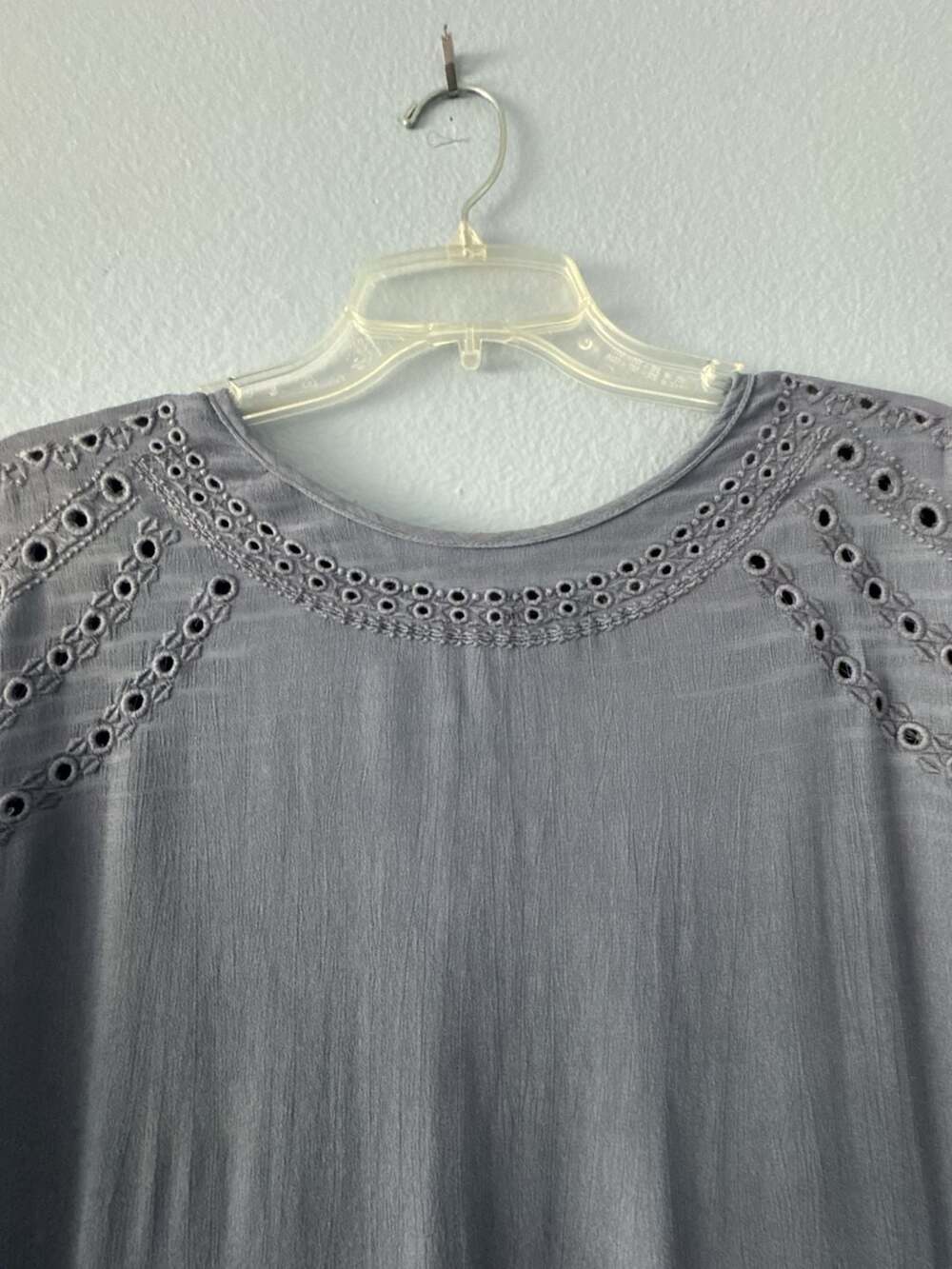 Anthropologie Marrakech Blue Eyelet Embroidered Boho Blouse Top Women’s Large - Picture 4 of 9